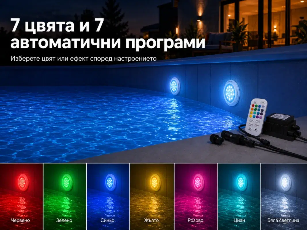 Комплект 2 LED RGB прожектора POOLSANA VARIO 25W