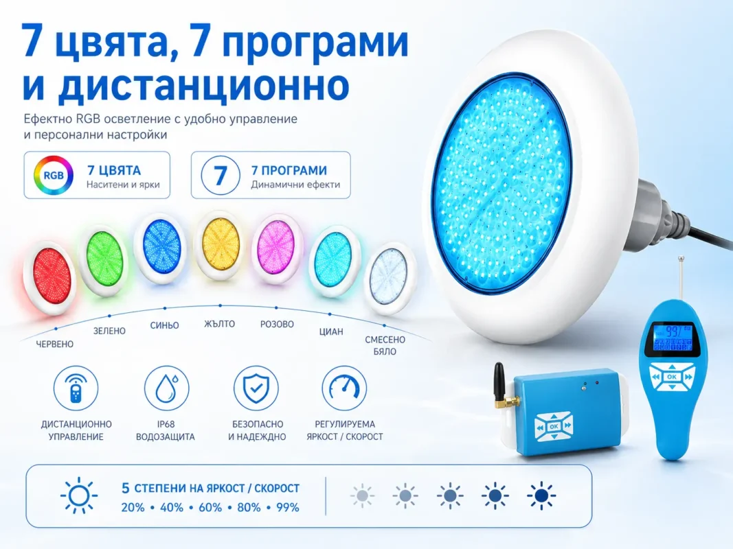 LED RGB подводно осветление POOLSANA VARIO 25W