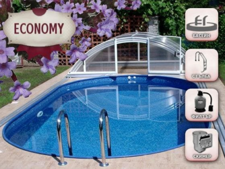 Басейн Ibiza 1 DL ECONOMY за вграждане – овал 6,00 × 3,20 × 1,50 м