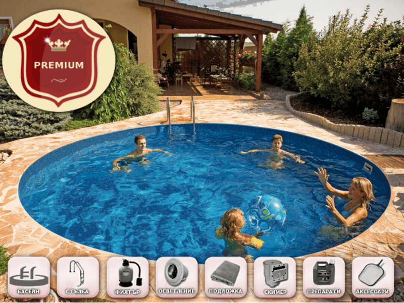 Басейн Ibiza Round XL за вграждане с оборудване от пакет PREMIUM