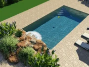 Басейн NewStyle COMO с оборудване – визуализация с водопад