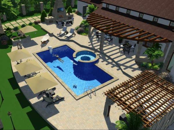 Басейн NewStyle PALERMO с оборудване – визуализация с перголи