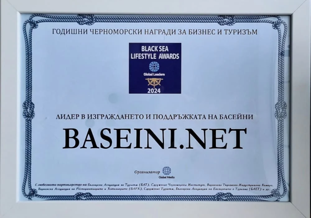 Диплом «Лидер в торговле бассейнами»