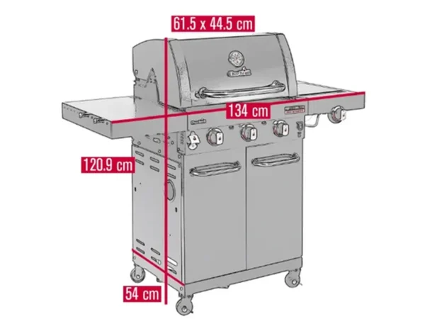 газов грил, Char-Broil, Professional Core B3, TRU-Infrared, 3+1 горелки, чугунени скари. – размери