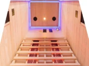 Инфрачервена сауна Elvi за 2 души – интериор – таван с лилаво LED осветление