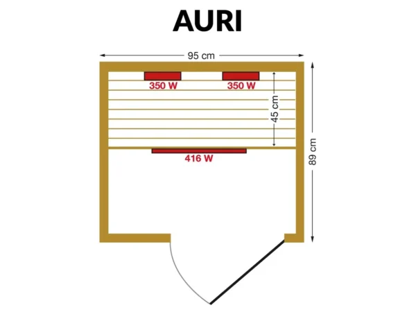 Инфрачервена сауна Auri за 1 човек с 3 керамични нагревателя