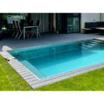 Иноксов басейн INOXIS 450 4,50 × 3,00 м в модерен двор