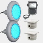 Комплект 2 бр. LED RGB подводно осветление POOLSANA VARIO 25W с 7 цвята и сива рамка