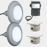 Комплект 2 LED подводни прожектора за басейн POOLSANA VARIO 18W сива рамка с трансформатор