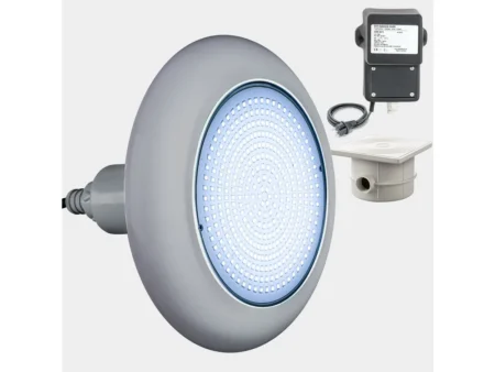 LED прожектор за басейн POOLSANA VARIO 18W със сива бленда комплект с трансформатор и кабелна кутия
