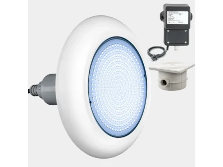 LED прожектор за басейн POOLSANA VARIO 18W със студено бяла светлина комплект с трансформатор и кабелна кутия