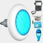 LED RGB подводно осветление POOLSANA VARIO 25W с 7 цвята, бяла рамка и дистанционно