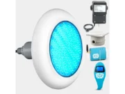 LED RGB подводно осветление POOLSANA VARIO 25W с 7 цвята, бяла рамка и дистанционно