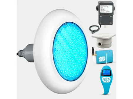 LED RGB подводно осветление POOLSANA VARIO 25W с 7 цвята, бяла рамка и дистанционно