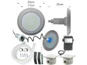 Комплект 2 LED подводни прожектора за басейн POOLSANA VARIO 18W сива рамка с трансформатор