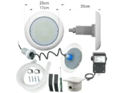 LED прожектор за басейн POOLSANA VARIO 18W със студено бяла светлина комплект с трансформатор и кабелна кутия