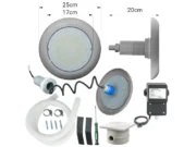 LED прожектор за басейн POOLSANA VARIO 18W със сива бленда комплект с трансформатор и кабелна кутия