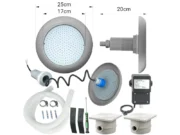 Комплект 2 бр. LED RGB подводно осветление POOLSANA VARIO 25W с 7 цвята и сива рамка