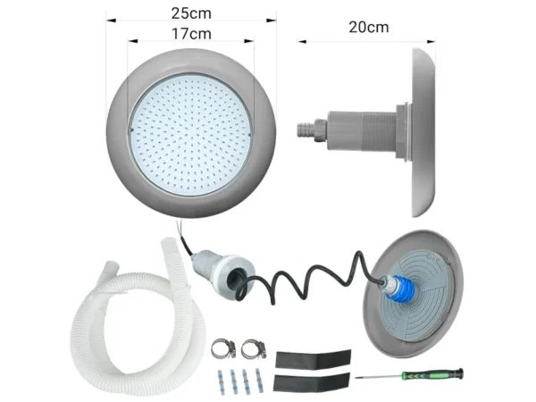 LED RGB подводно осветление POOLSANA VARIO 25W със 7 цвята и сива рамка