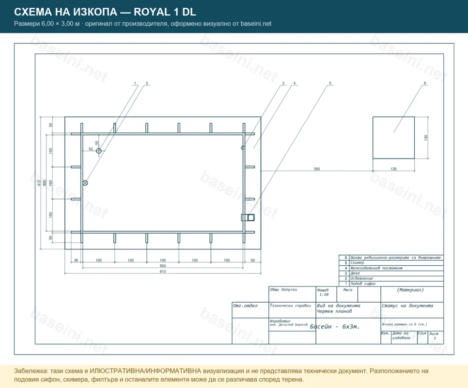 Схема на изкопа — Royal 1 DL - визуализация