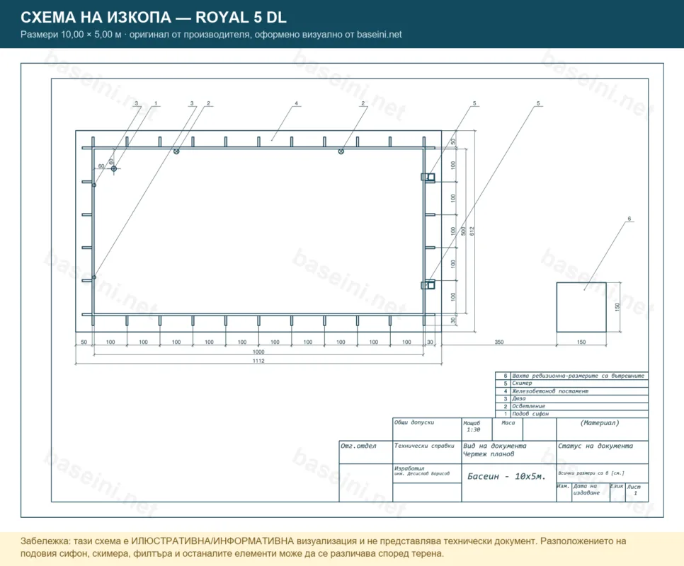 Схема на изкопа — Royal 5 DL - визуализация