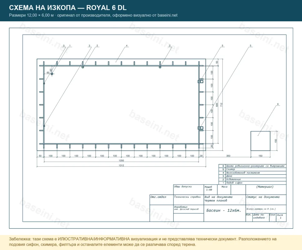 Схема на изкопа — Royal 6 DL - визуализация