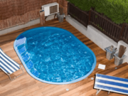 Стъклопластов басейн Olymp 4,50 × 3,00 м в градина