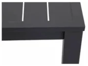 Corner of the frame and leg of a Compact garden table, close-up