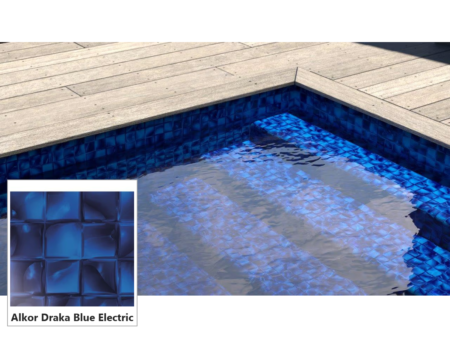 Ενισχυμένο λάινερ Alkor Draka Blue Electric – δείγμα σχεδίου και πισίνα με ψηφιδωτό
