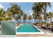 Liner armat Alkorplan Vogue Tropical – mostră de design gri-verzui și piscină cu palmieri