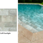 Armierte Poolfolie Cefil Keramik Sunlight – Dekormuster und Pool mit der Poolfolie