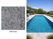 Armierte Poolfolie Cefil Nature Ciclon – Dekormuster und Pool mit der Poolfolie