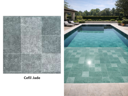 Армиран линер Cefil Nature Jade – мостра на десена и басейн с линера