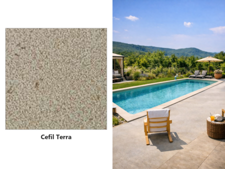 Армиран линер Cefil Nature Terra – мостра на десена и басейн с линера