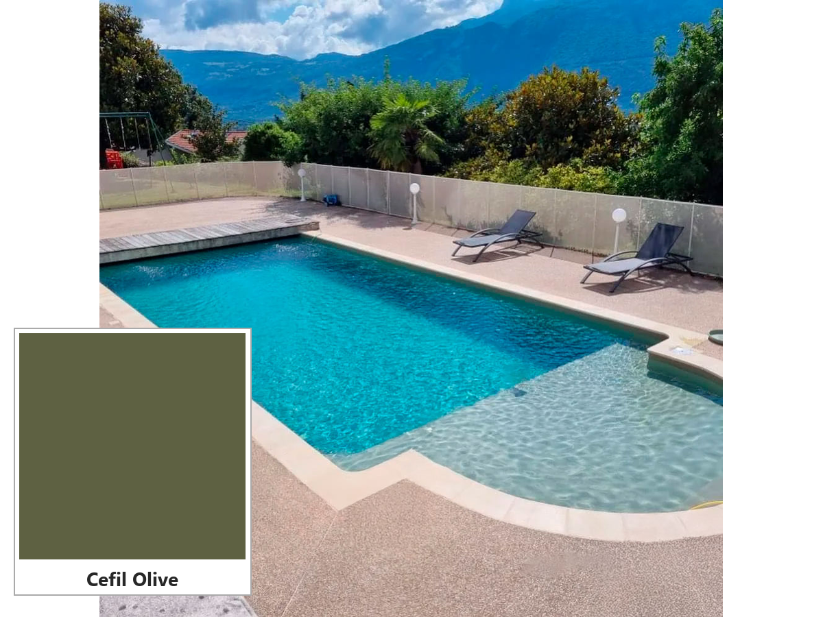 Armierte Poolfolie Cefil Olive – Dekormuster und Pool mit der Poolfolie Armierte Poolfolie Cefil Olive – Dekormuster und Pool mit der Poolfolie