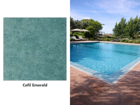 Армированный лайнер Cefil Onyx Emerald – образец рисунка и бассейн с лайнером