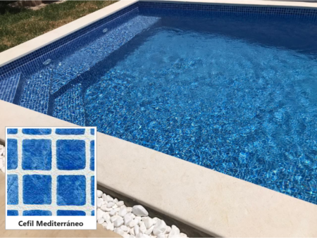 Армиран линер Cefil Passion Mediterráneo – мостра на десена и басейн с линера