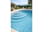 Pool mit abgerundeter Treppe und armierter Poolfolie Cefil Victoria Grigio