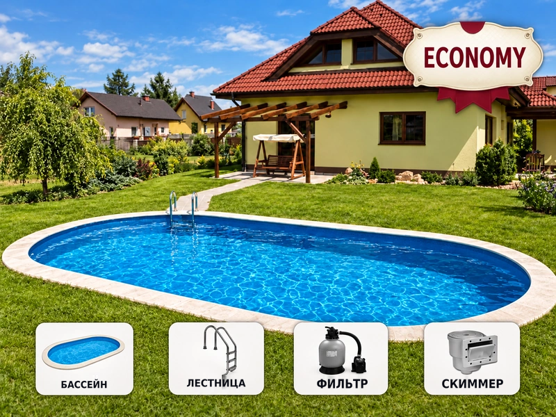 Бассейн IBIZA 3 DL 8,00 × 4,16 × 1,50 м – пакет ECONOMY Бассейн IBIZA 3 DL 8,00 × 4,16 × 1,50 м – пакет ECONOMY