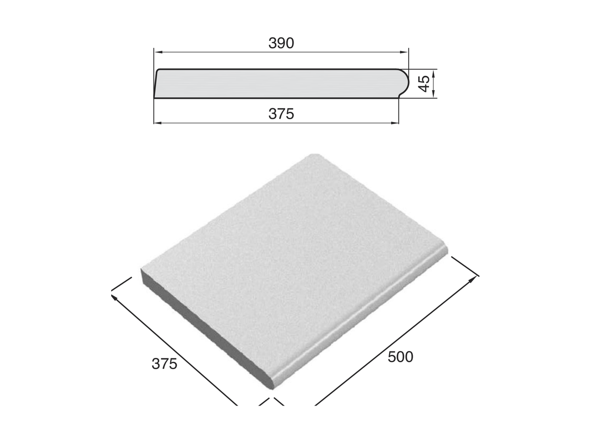 Diagram of Toro XL coping stone with dimensions