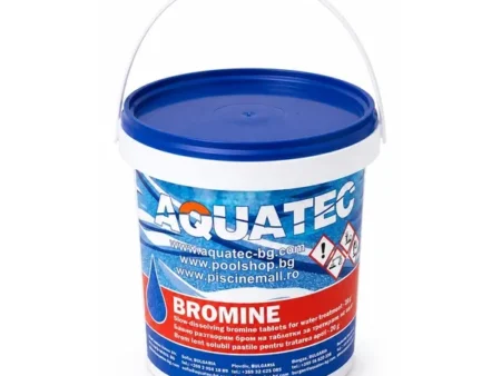 Кофа с бром на таблетки BROMINE 20 г – 1 кг на AQUATEC, със син капак и дръжка, за джакузи и басейни