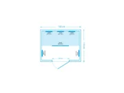 Drawing with dimensions of the Marimex POPULAR 3003 XL infrared sauna – 150 × 110 cm, 60 cm door and Red Light heaters