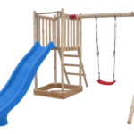 Детска площадка PLAY BASIC 006 със синя пързалка и люлка
