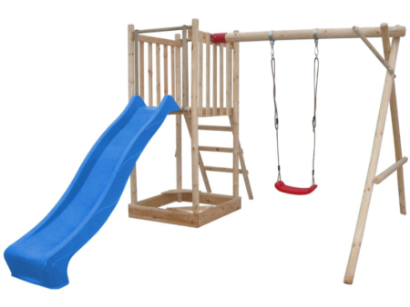 Детска площадка PLAY BASIC 006 със синя пързалка и люлка