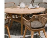 Top, rotating center and shelf of a Colosseum round garden table, close-up