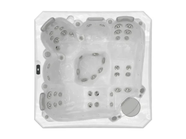 Όψη ακριβώς από πάνω στο τζακούζι Palermo σε σχέδιο Ice White με τη διάταξη των ακροφυσίων