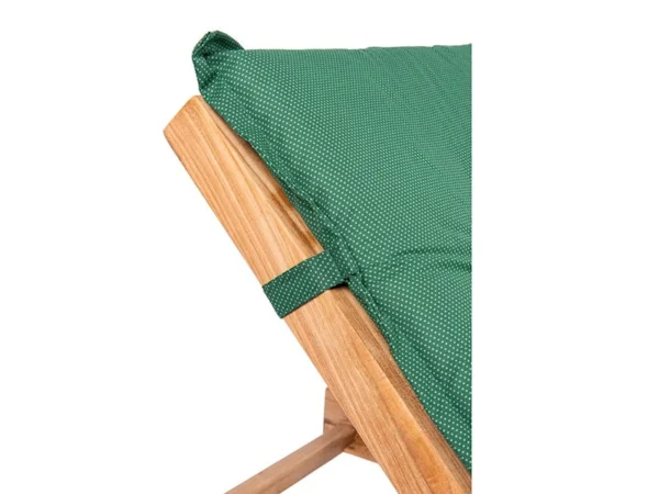 Band an der Rückenlehne der Auflage Verde, das den Holzrahmen der Liege umschließt
