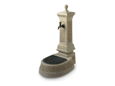 Gartenbrunnen Carobbio FV01 – Säule mit Hahn und Trog mit Gitter