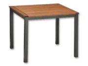 Flamingo garden table with a square eucalyptus top and an aluminum frame