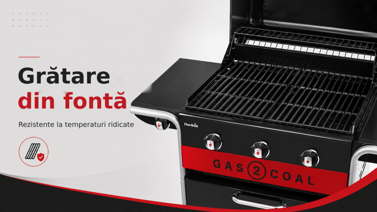 Grătar hibrid Char-Broil Gas2Coal 2.0 3B – gaz și cărbuni – Grătare, din fontă